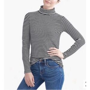 J. Crew Tissue Turtleneck, black & white stripe, size M